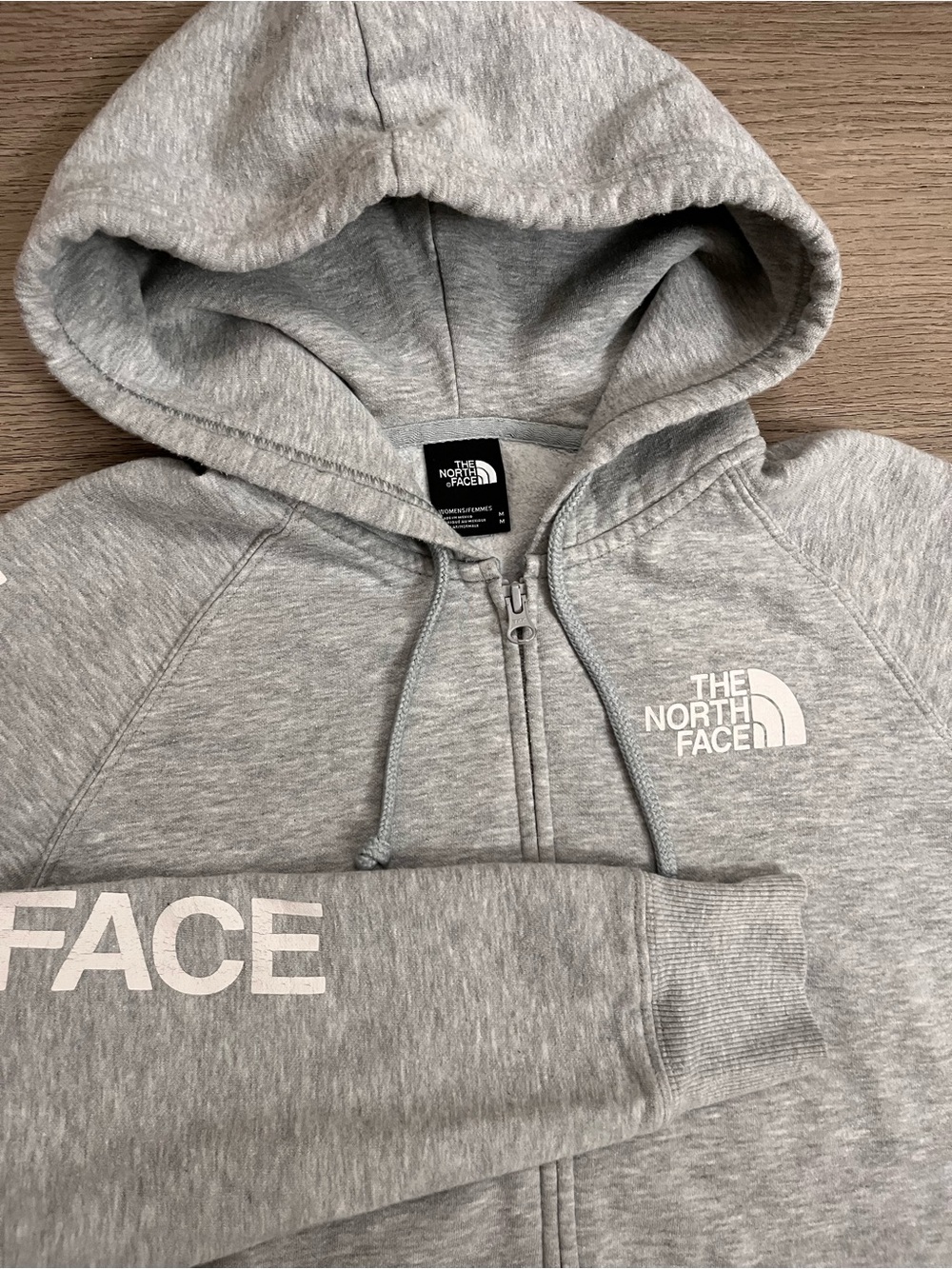 The North Face Heather Gray Zip-Up Hoodie with Half Dome Logo Pockets